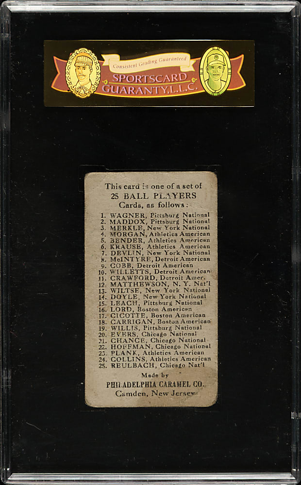 1909 E95 Philadelphia Caramel Ed Cicotte SGC FAIR 20
