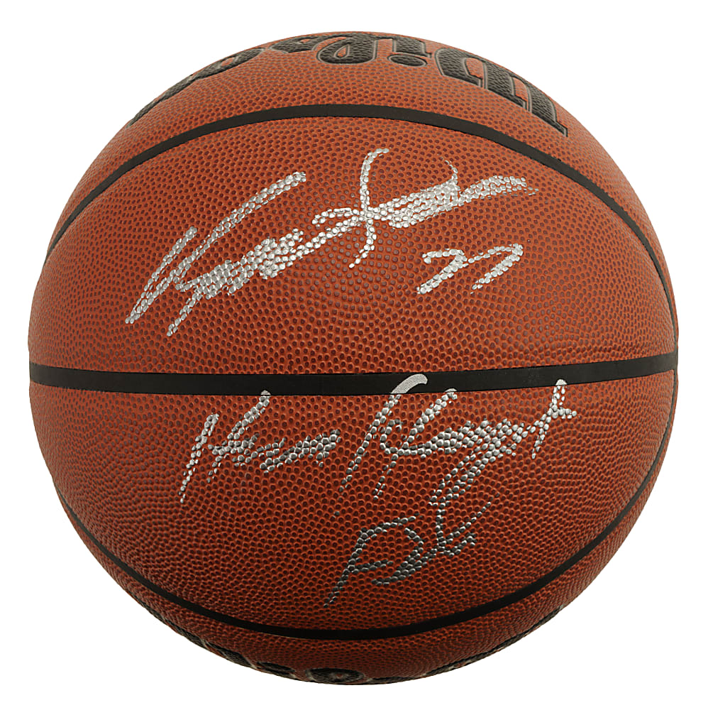 Dominique Wilkins Signed Wilson Basketball with "Human Highlight Film" Inscription