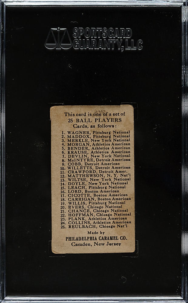 1909 E95 Philadelphia Caramel Ed Willetts SGC VG 40