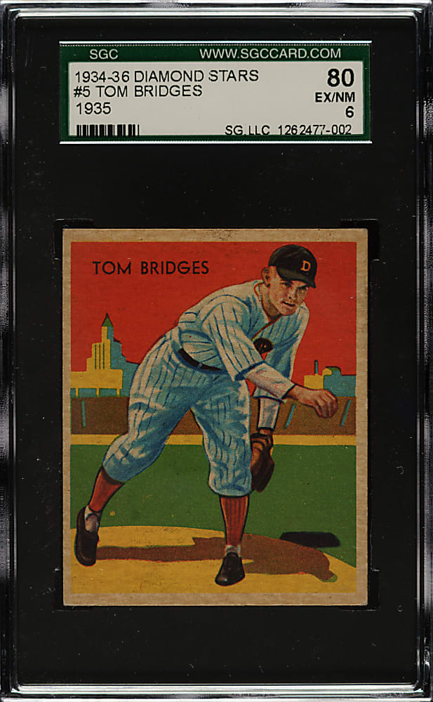 1934-1936 R327 Diamond Stars #5 Tom Bridges (1935 Green Back) SGC EX/NM 80