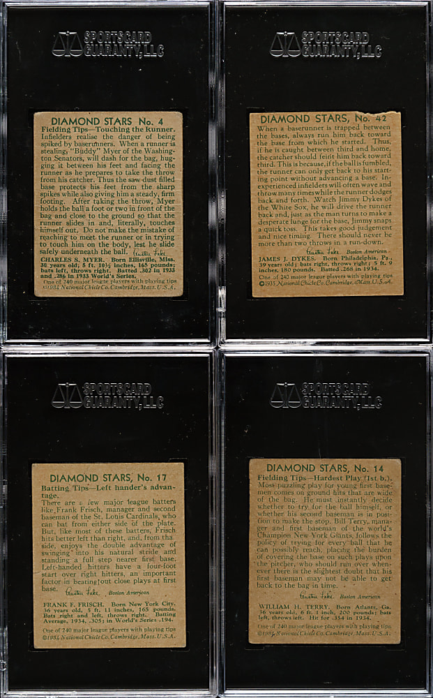 1934-1936 R327 Diamond Stars SGC-Graded Collection (12) Including Frank Frisch