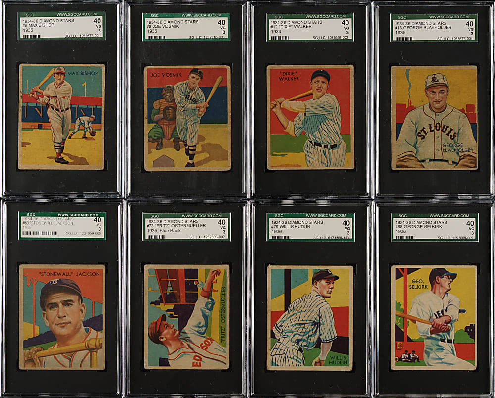 1934-1936 R327 Diamond Stars SGC VG 40 Collection (8)