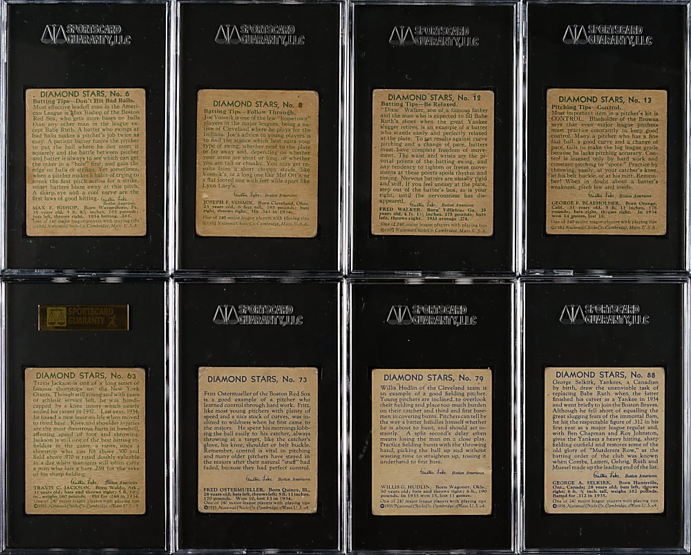 1934-1936 R327 Diamond Stars SGC VG 40 Collection (8)