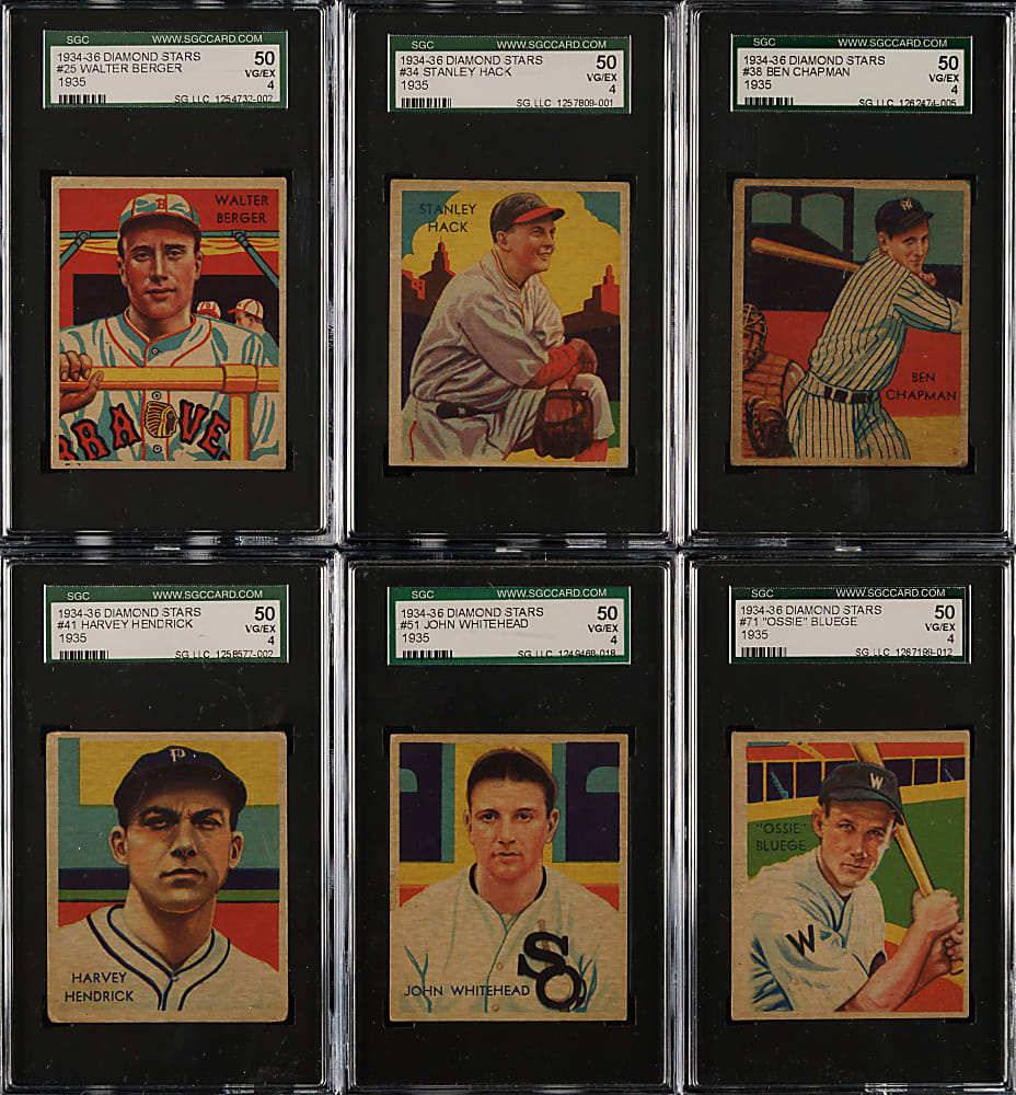 1934-1936 R327 Diamond Stars SGC VG/EX 50 Collection (6)