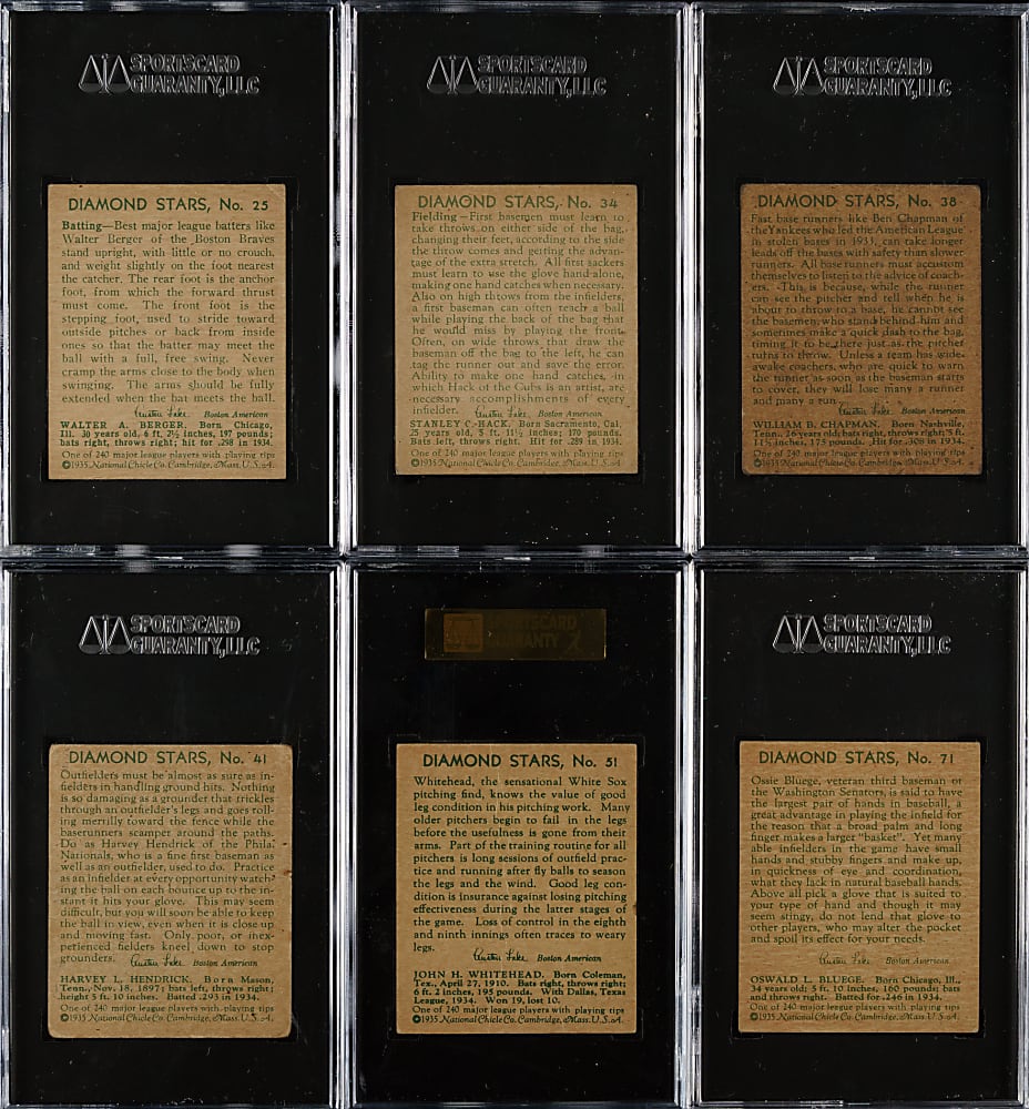 1934-1936 R327 Diamond Stars SGC VG/EX 50 Collection (6)