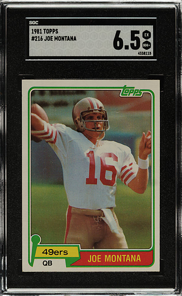 1981 Topps Football #216 Joe Montana Rookie SGC EX/NM+ 6.5