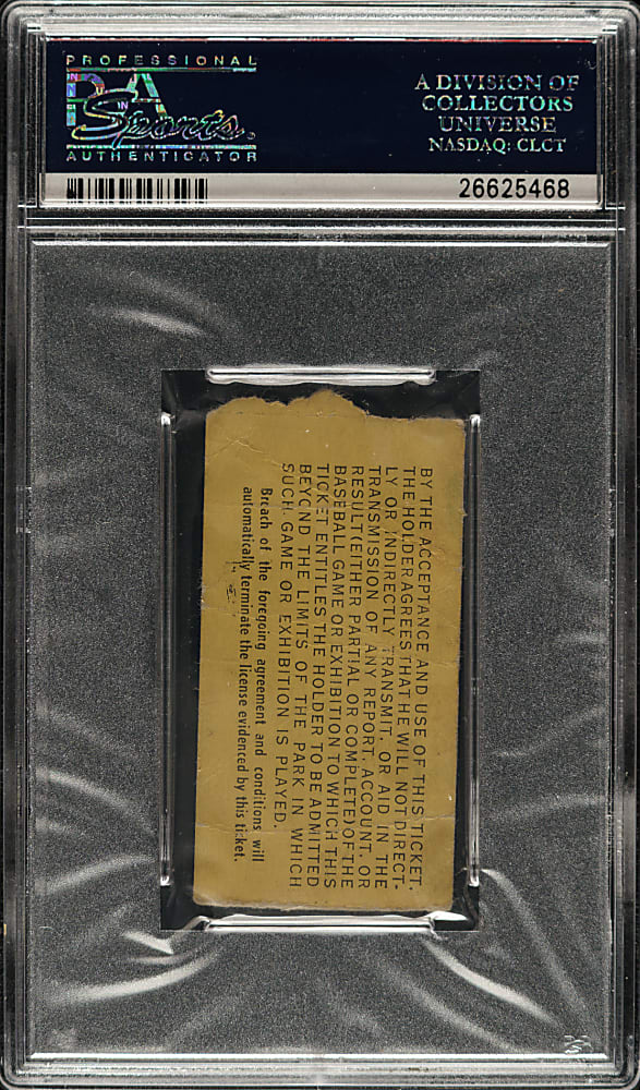 April 17, 1948 Brooklyn Dodgers (vs. New York Yankees) Exhibition Game Ticket Stub PSA Authentic