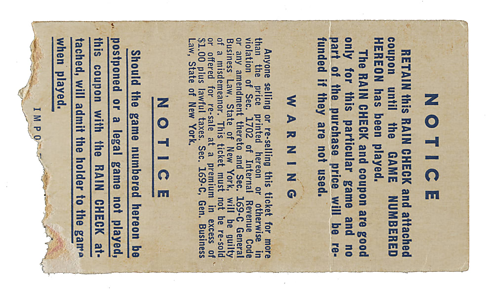1951 New York Giants (vs. New York Yankees) World Series Game 3 Ticket Stub