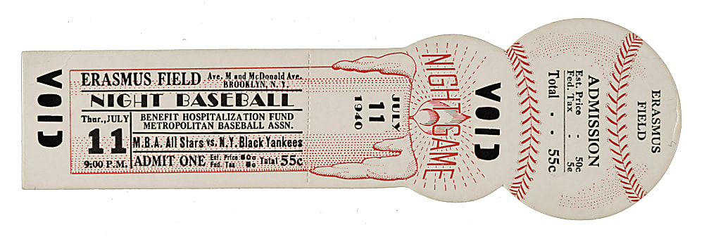 July 11, 1940 New York Black Yankees (vs. MBA All-Stars) Full Ticket