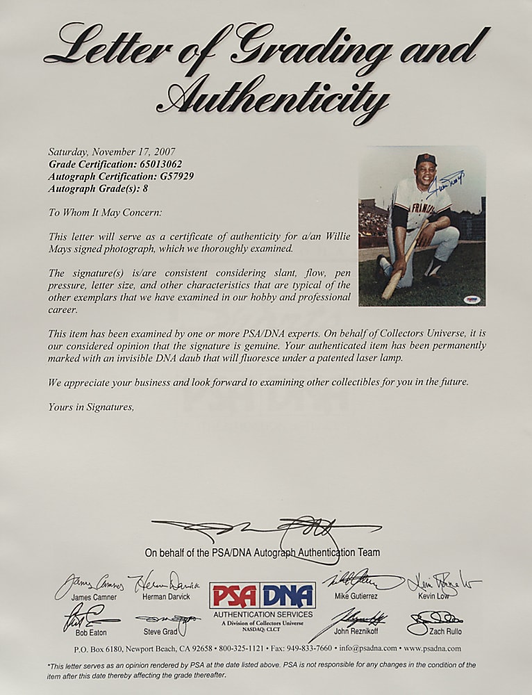 Willie Mays Signed Photograph - PSA/DNA