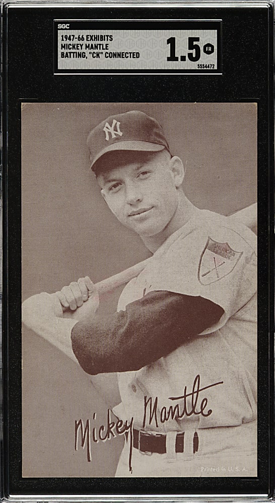 1947-1966 Exhibits Mickey Mantle Batting Name Outlined in White SGC FAIR 1.5