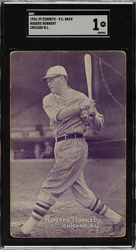 1926-1929 "Exhibit-Style Postcard-Back" Rogers Hornsby (Chicago) SGC POOR 1