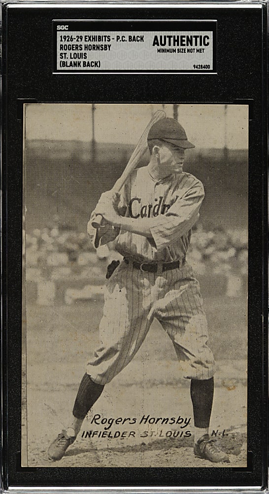 1926-1929 "Exhibit-Style Postcard-Back" Rogers Hornsby (St. Louis) SGC Authentic