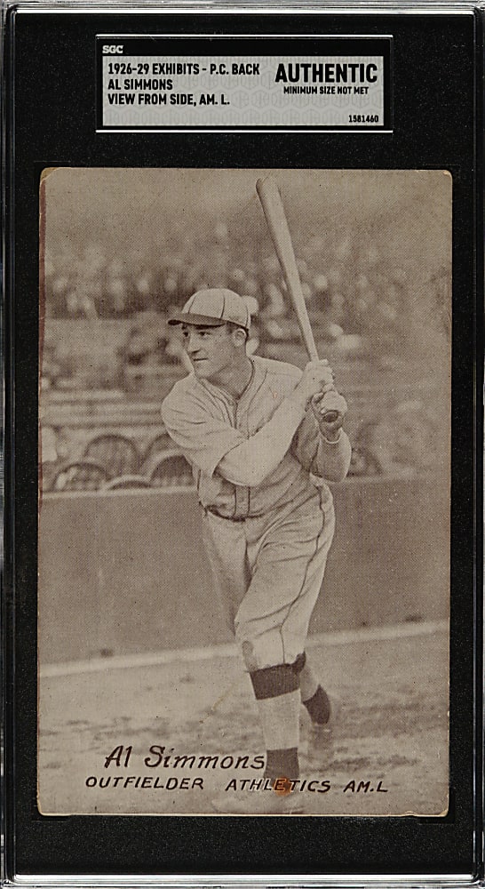1926-1929 "Exhibit-Style Postcard-Back" Al Simmons View From Side SGC Authentic