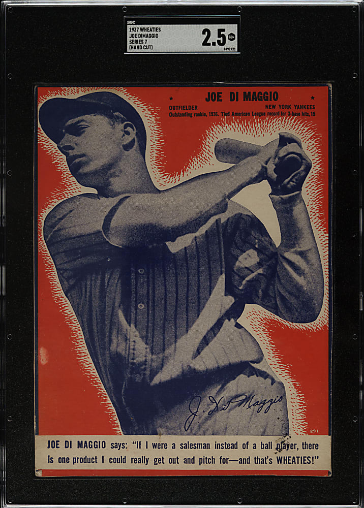 1937 Wheaties Series 7 #29I Joe DiMaggio SGC GOOD+ 2.5