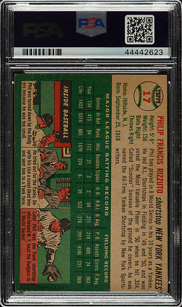 1954 Topps #17 Phil Rizzuto PSA EX 5