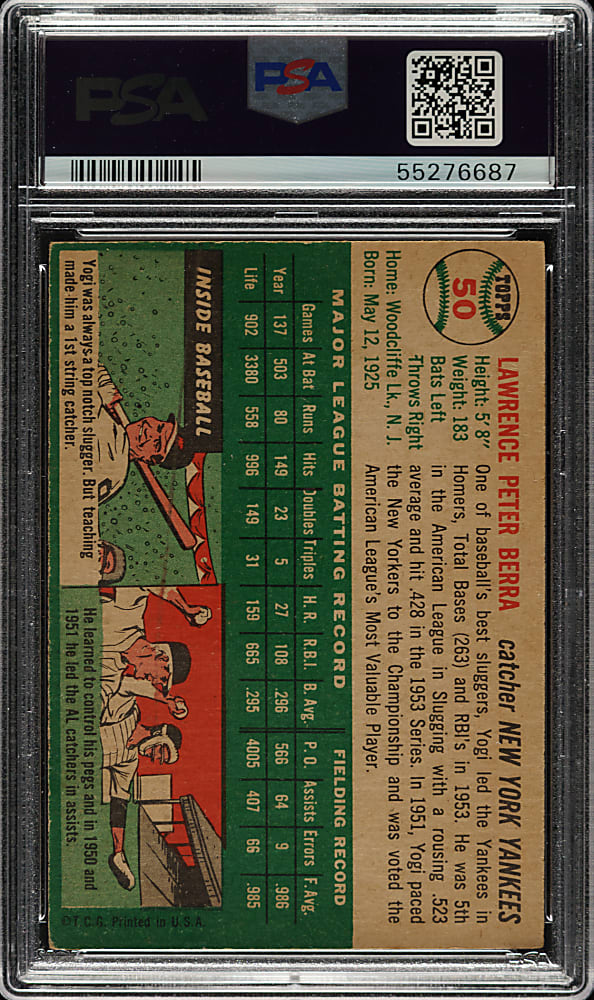 1954 Topps #50 Yogi Berra PSA VG-EX 4