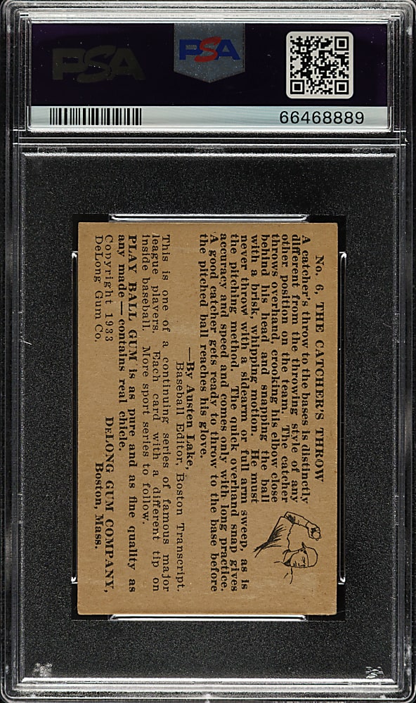 1933 R333 DeLong Gum #6 Mickey Cochrane PSA VG+ 3.5