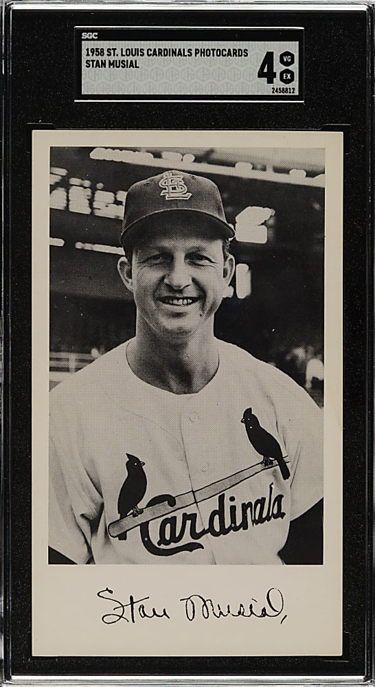1958 St. Louis Cardinals Team-Issued Postcard Stan Musial SGC VG/EX 4