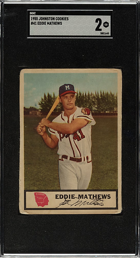 1955 Johnston Cookies #41 Eddie Mathews SGC GOOD 2