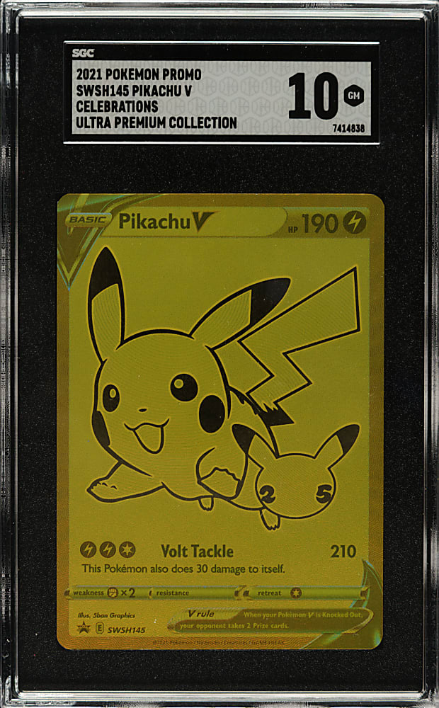 2021 Pokemon Sword & Shield Celebrations Ultra Premium Collection #145 Pikachu V Promo SGC GEM MINT 10