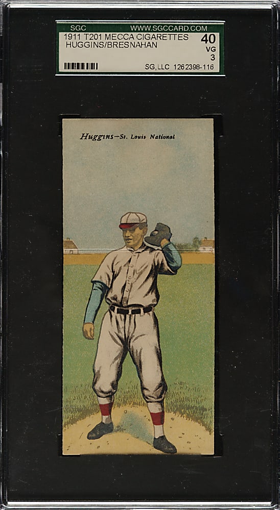 1911 T201 Mecca Double Folders Miller Huggins/Roger Bresnahan SGC VG 40
