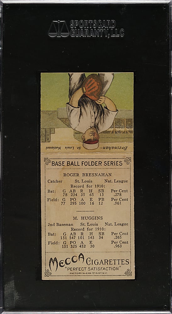 1911 T201 Mecca Double Folders Miller Huggins/Roger Bresnahan SGC VG 40