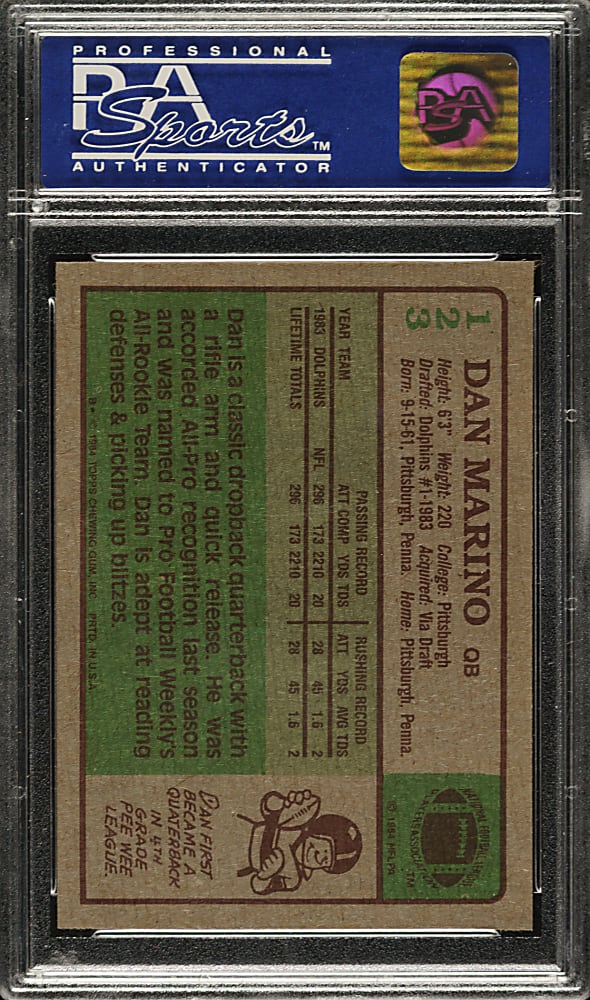 1984 Topps Football #123 Dan Marino Rookie PSA NM-MT 8