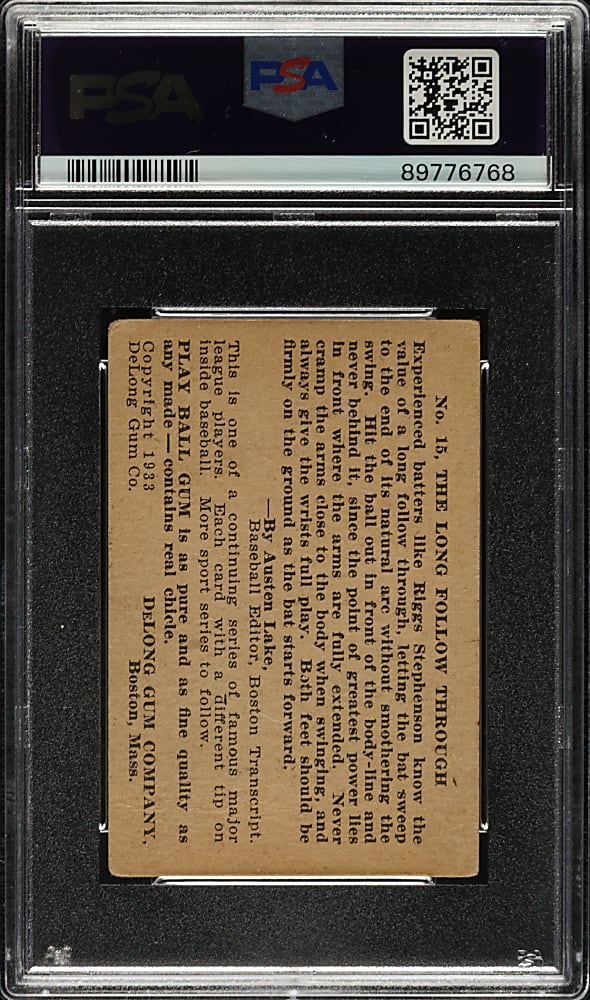 1933 R333 DeLong Gum #15 Riggs Stephenson PSA GOOD 2