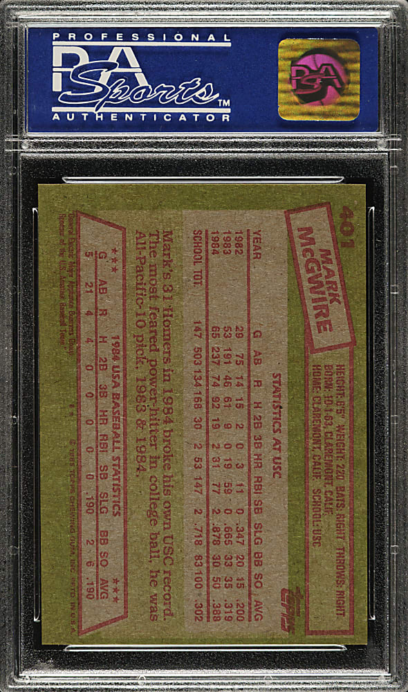 1985 Topps #401 Mark McGwire Rookie PSA NM-MT 8 (OC)