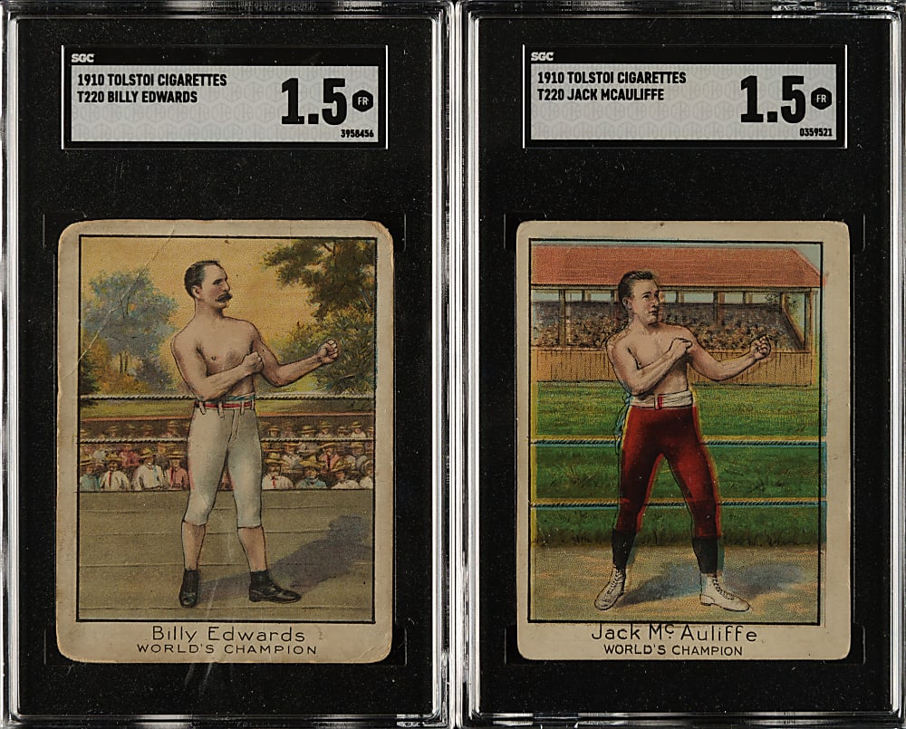 1910 T220 Tolstoi Champions Boxing Billy Edwards and Jack McAuliffe SGC FAIR 1.5 Pair