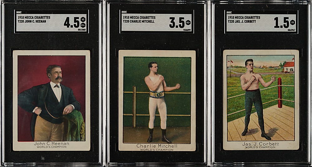 1910 T220 Mecca Champions Boxing SGC-Graded Trio: John Heenan, Charlie Mitchell and James Corbett