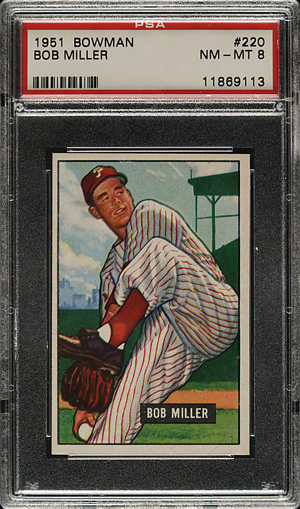 1951 Bowman #220 Bob Miller PSA NM-MT 8
