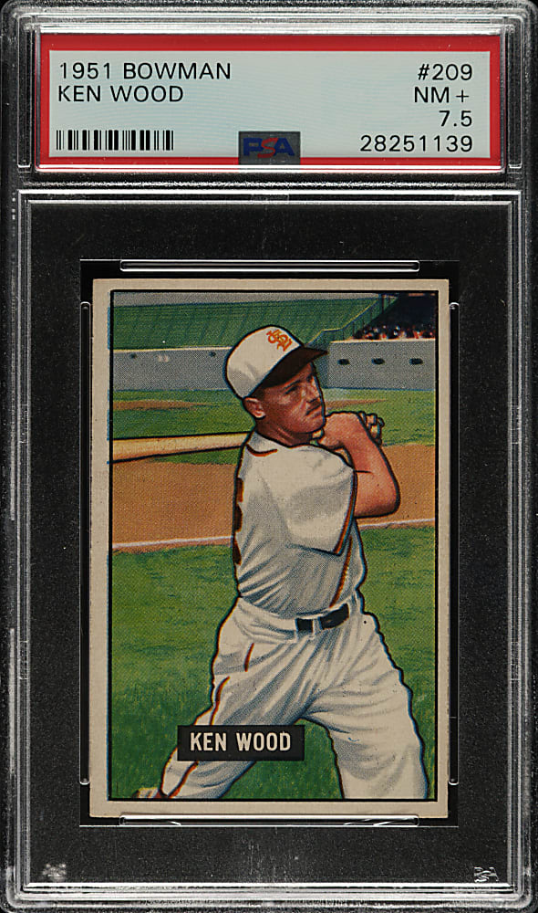 1951 Bowman #209 Ken Wood PSA NM+ 7.5
