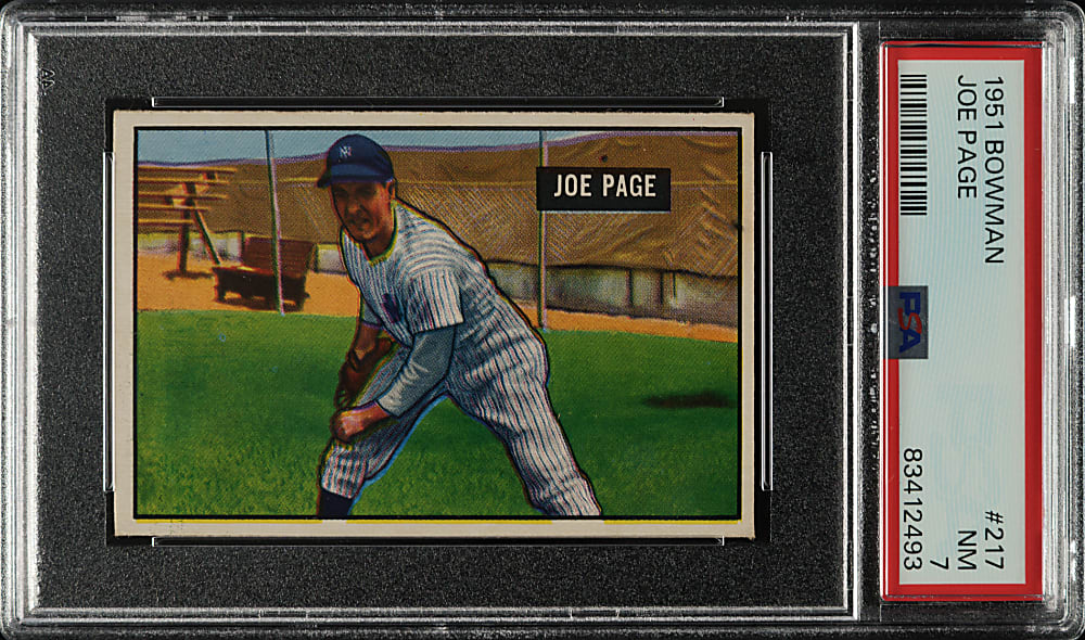 1951 Bowman #217 Joe Page PSA NM 7