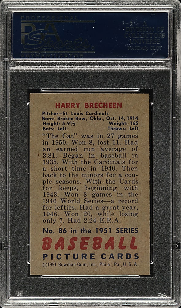 1951 Bowman #86 Harry Brecheen PSA NM 7
