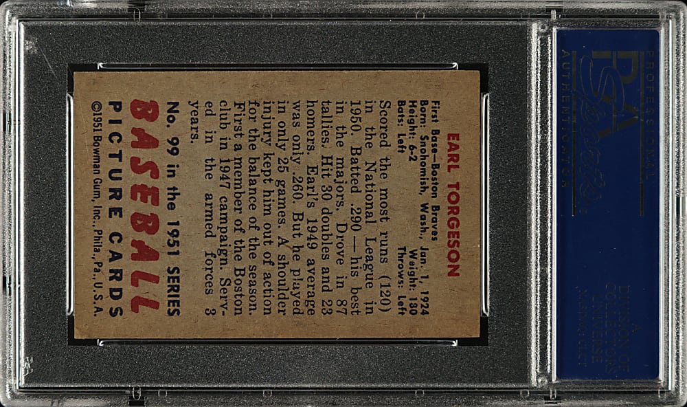 1951 Bowman #99 Earl Torgeson PSA NM 7
