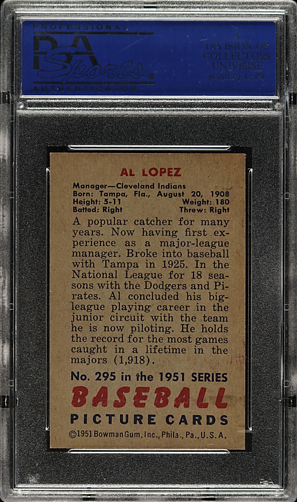 1951 Bowman #295 Al Lopez PSA NM 7