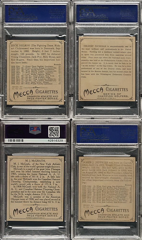 Circa 1910 T218 Mecca "Champion Athletes and Prize Fighters" PSA-Graded Collection (18)