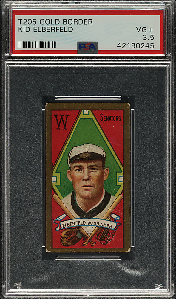 1911 T205 Gold Border Kid Elberfeld PSA VG+ 3.5