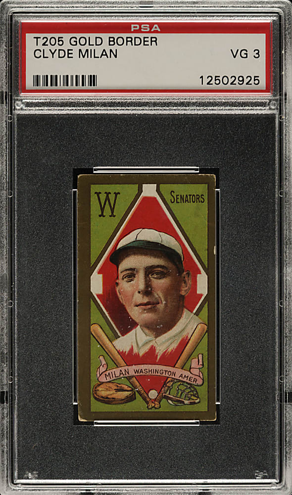 1911 T205 Gold Border Clyde Milan PSA VG 3