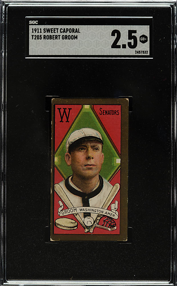 1911 T205 Gold Border Bob Groom SGC GOOD+ 2.5
