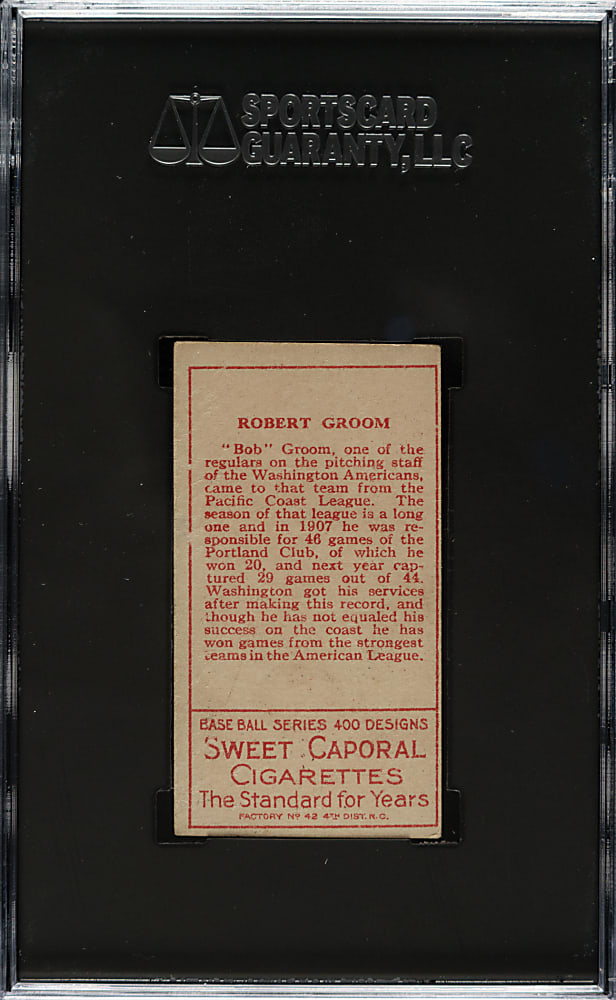 1911 T205 Gold Border Bob Groom SGC GOOD+ 2.5