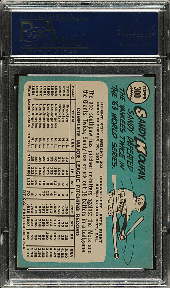 1965 Topps #300 Sandy Koufax PSA NM+ 7.5