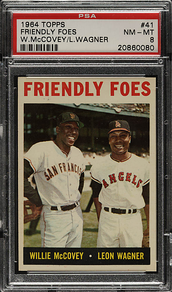 1964 Topps #41 Friendly Foes with Willie McCovey PSA NM-MT 8