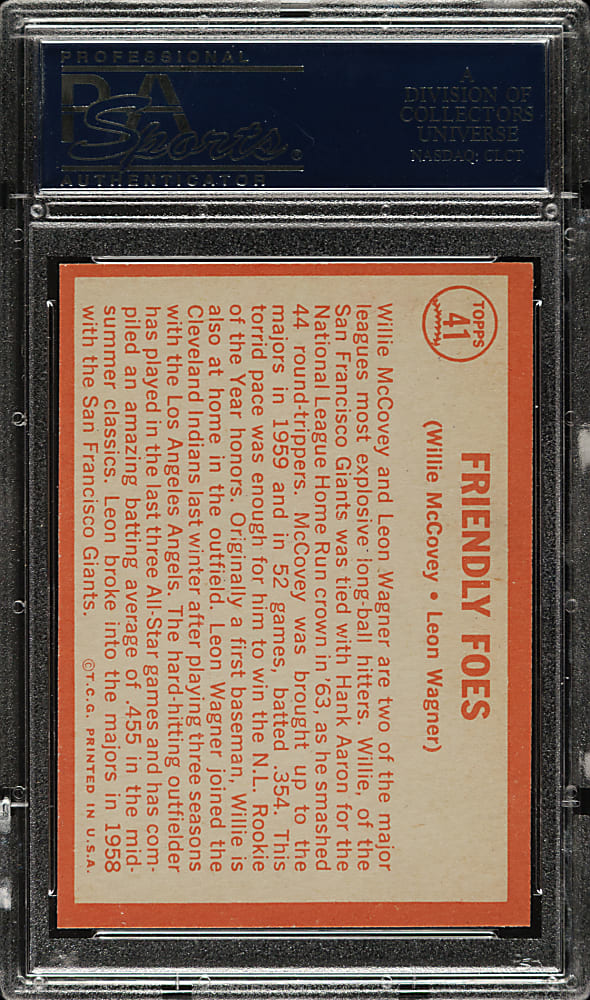 1964 Topps #41 Friendly Foes with Willie McCovey PSA NM-MT 8