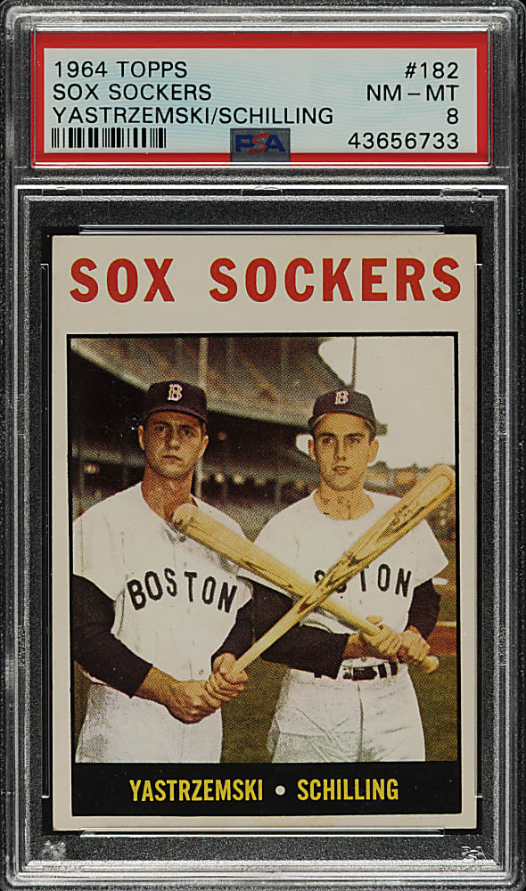 1964 Topps #182 Sox Sockers with Carl Yastrzemski PSA NM-MT 8