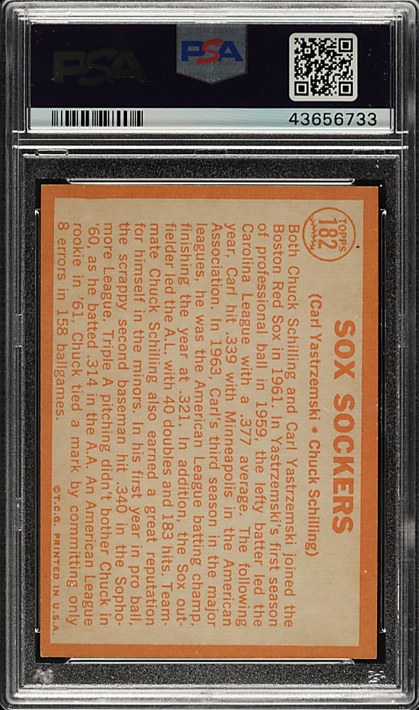 1964 Topps #182 Sox Sockers with Carl Yastrzemski PSA NM-MT 8