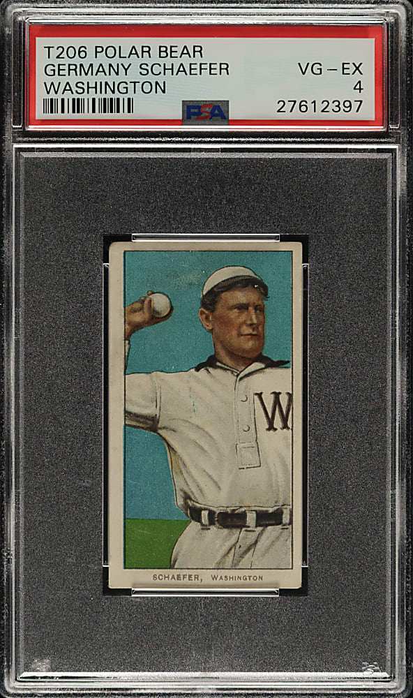 1909-1911 T206 White Border Germany Schaefer Washington PSA VG-EX 4 - Polar Bear Back