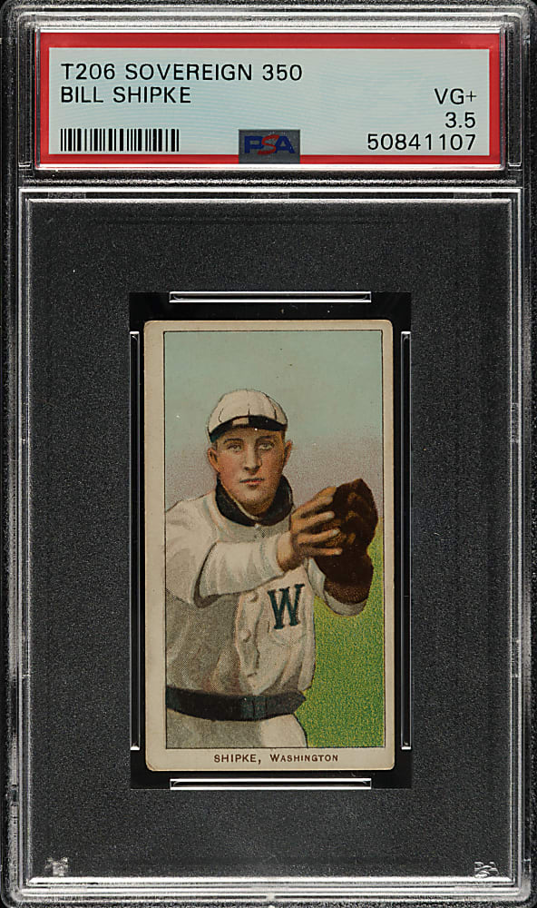 1909-1911 T206 White Border Bill Shipke PSA VG+ 3.5 - Sovereign 350 Back